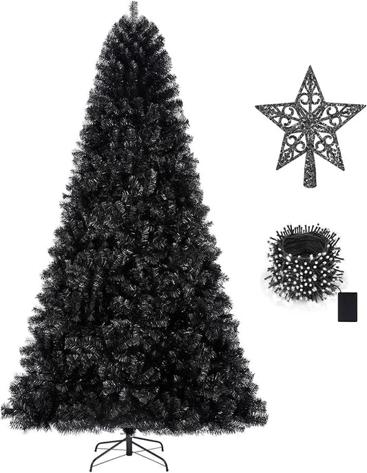 KTKDE 4ft Black Christmas Tree Artificial Christmas Tree Halloween Tree Decorations, Full Tree with 450 Branch Tips, Metal Stand, Easy Assembly Festival Celebration Xmas Tree for Home