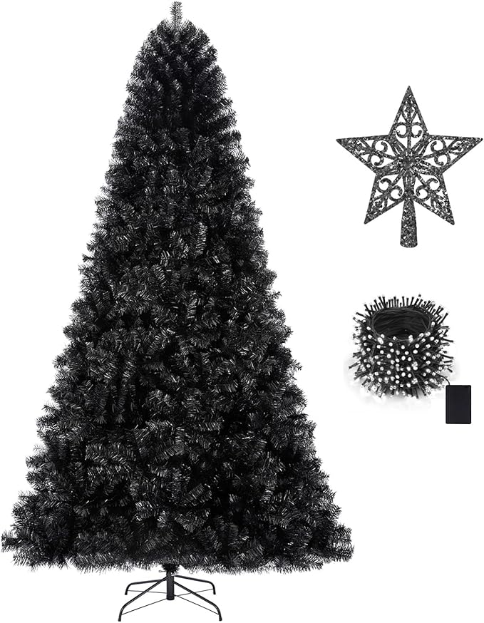 KTKDE 5ft Black Artificial Christmas Tree Halloween Tree Decorations with 560 Tips LED Battery Box Light String Christmas Tree Indoor Holiday Office Party