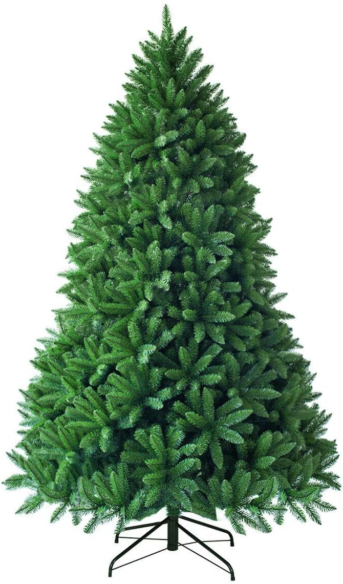 Goplus 6ft Unlit Artificial Christmas Tree, Premium Hinged Fir Tree, Easy Assembly with Metal Stand, Xmas Décor for Indoor and Outdoor