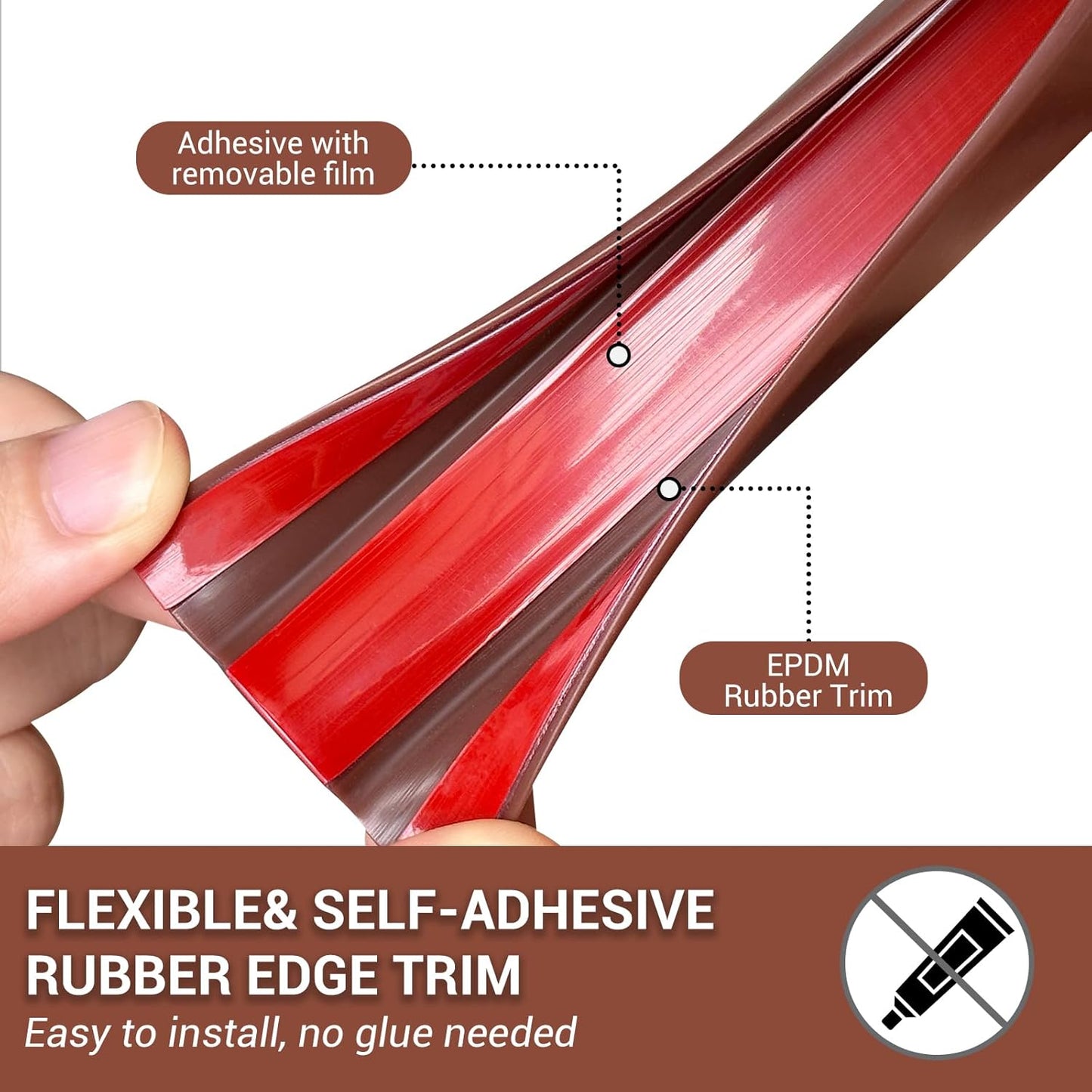Rubber Edge Trim, Flexible Self Adhesive U Shaped Edge Banding, 1"(25.4mm) U Channel Furniture(Cabinet, Drawer, Desk, Table, Counter Top) Edge Protector, Edge Guards for Woods, 20Ft, Brown