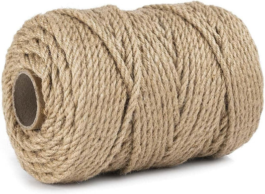 5mm Jute Twine, Large Roll of Natural Jute Rope 328 Feet, Heavy Duty and Thick Twine Hemp Rope for DIY Arts Crafts, Gardening, Bundling，Home Decorating, Cat Scratching Post