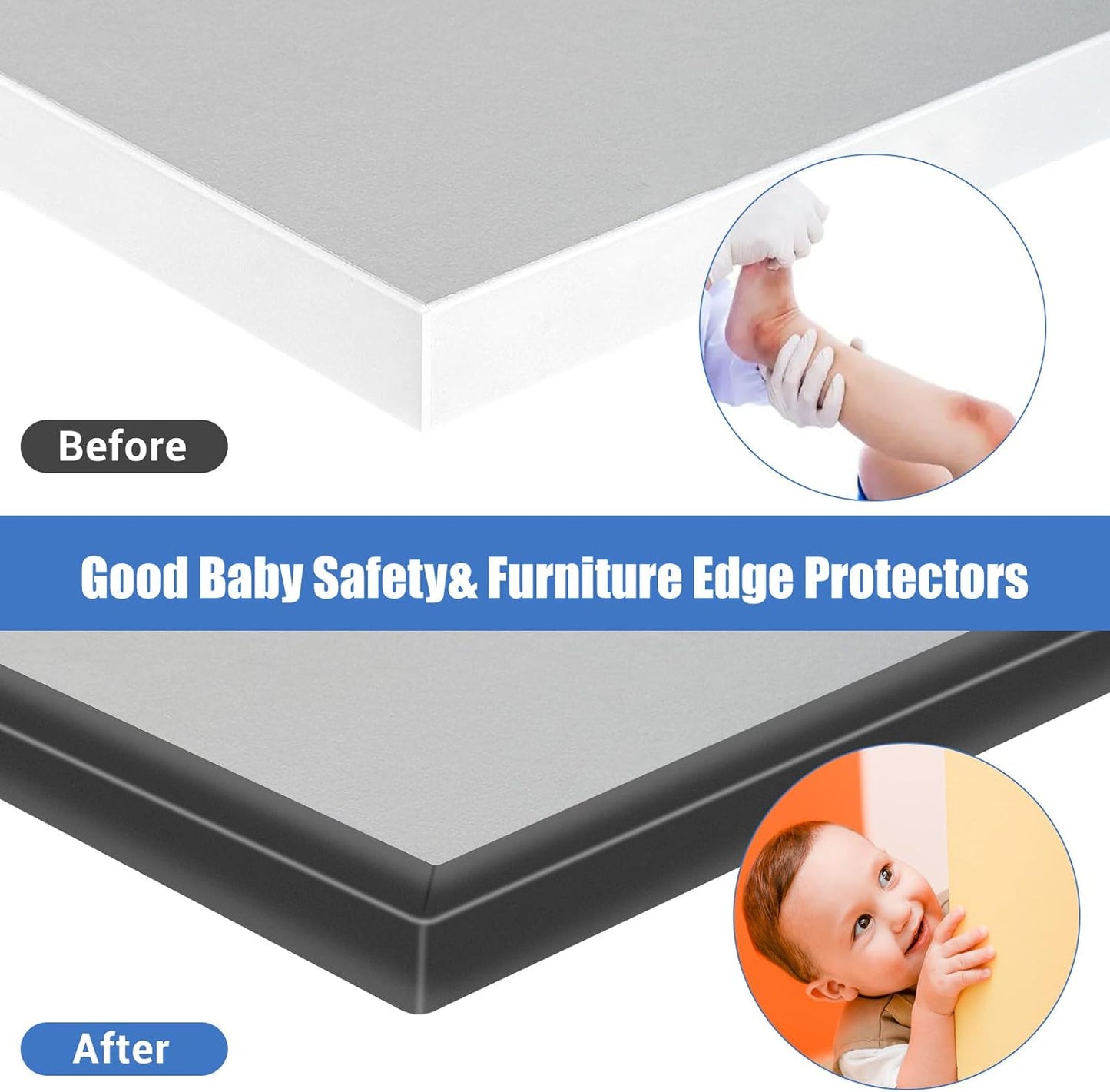 Rubber Edge Trim, Self-Adhesive U Channel Edge Protector for Plywood, Cabinet, 5/8" Wood Edge Banding, Flexible Furniture Repair, EPDM Material, Fit 5/8"(16mm), Length 10Ft, Black