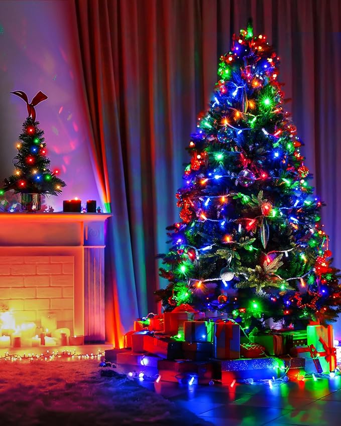 125FT 380LED Christmas Lights, Extra Long Outdoor String Lights Waterproof, Timer & Memory, 8 Modes Dimmable Plug in Fairy for Classroom Decor Outside Tree Wedding Patry Multicolor