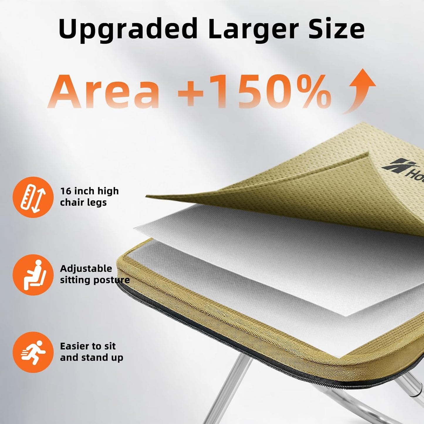 Camping Stool, 16in Tall Portable Folding Stool with Carry Bag, Upgraded Ultralight Chair with Roomy Seat for Adults, Holds 280lbs, Ideal for Hiking, Fishing, Outdoor Use, Brown