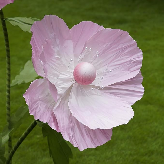 Giant Flowers for Decoration,Large Paper Flowers with Standing Stems and Base,3 pcs Artificial Flowers for Home Decor, Wedding Decorate, Photography Props, Party Banquet (Pink)