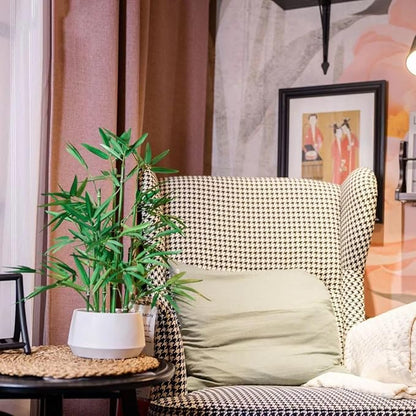 365 Blooming Decor 18 Inch Tall White Potted Faux Bamboo Plant - Luxury Artificial Bamboo in White Pot for Home, Office, Kitchen, Counter Top, Indoor Decor, Money Tree, Lucky Tree