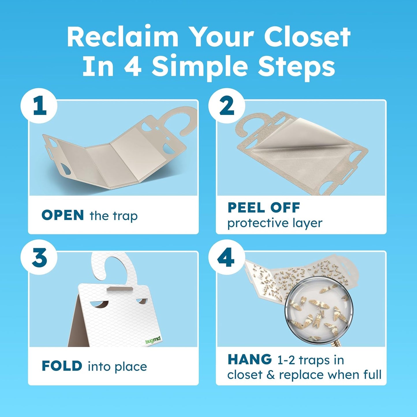 Clothes & Pantry Moth Traps (18 Count) – Sticky Glue Pheromone-Based Repellent for Closets, Cabinets & Wardrobes – Non-Toxic - White