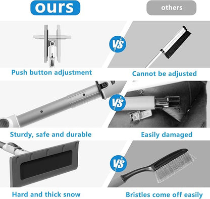 47.3" Ice Scrapers for Car Windshield, EVA Foam Snow Brush for Car, Heavy Duty Snow Broom & Squeegee with 180° Pivoting Head, Scratch-Free Extendable Snow Pusher for Car, SUV, Truck