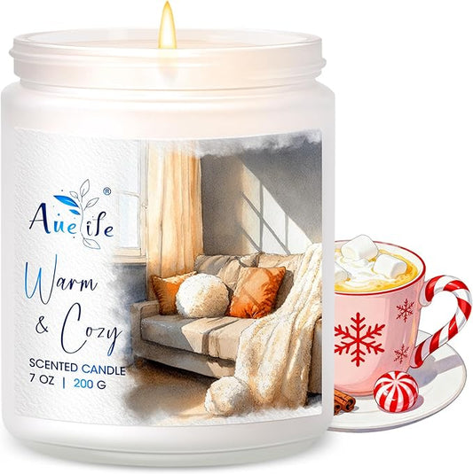 Warm & Cozy Soy Scented Candle - Holiday Scent for Home & Winter Christmas Gifts