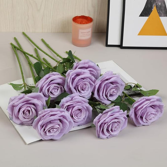 15pcs Fake Roses Artificial Silk Flowers Faux Rose Flower Long Stems Bouquet for Arrangement Wedding Centerpiece Party Home Kitchen Decor