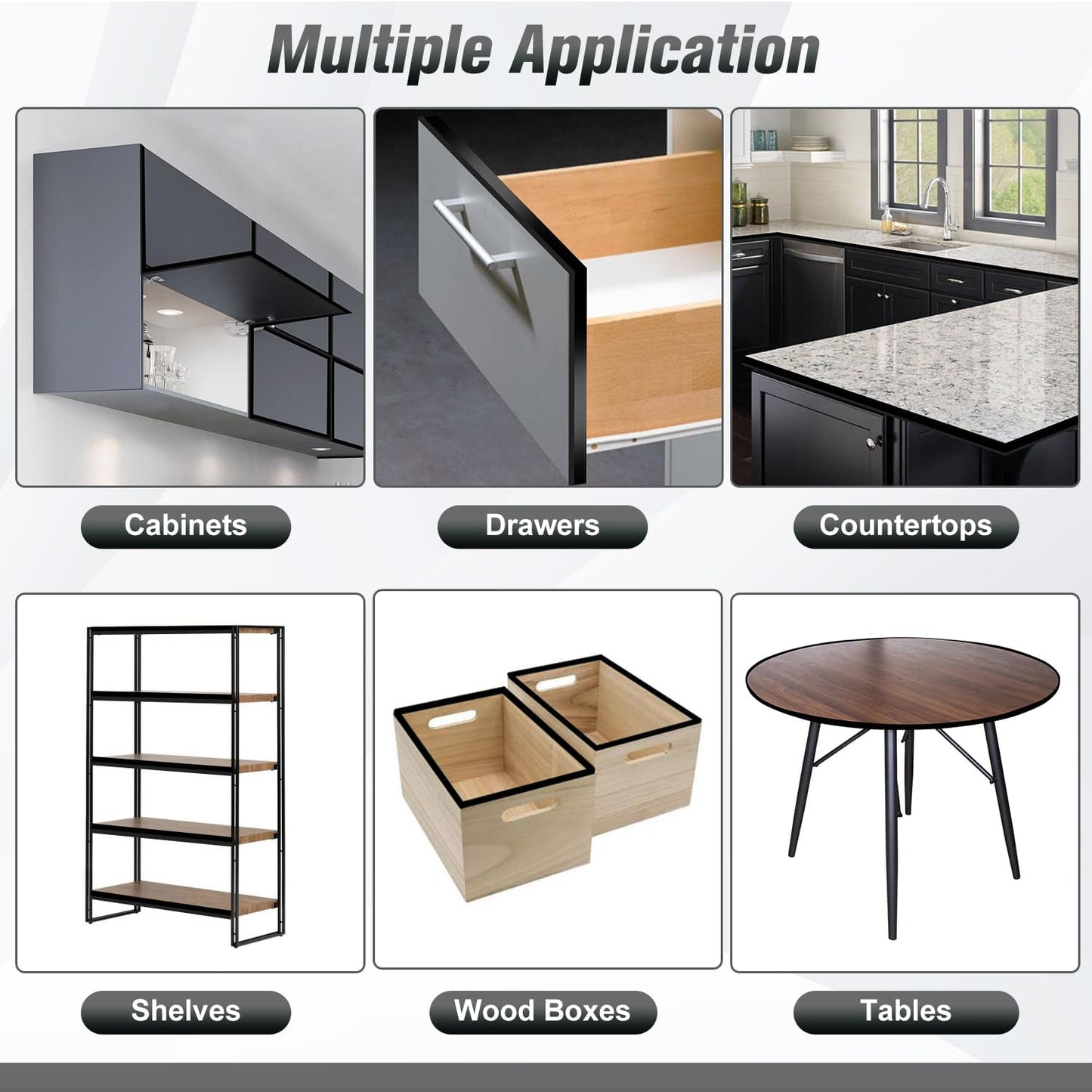 Rubber Edge Trim, Self Adhesive U Channel Edge Trim, Big Size U Shaped Trim, Edge Banding for Plywood, Woods, Shelf, Cabinet, Countertop, Fit for 1/2", Length 20Ft, Black