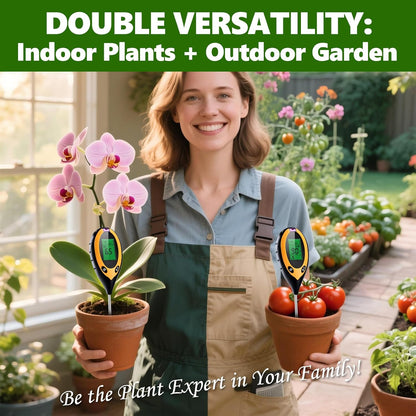 2 Pack 4-in-1 Soil pH Tester Digital, Soil pH/Water/Sunlight/Temp Moisture Meter for Indoor/Outdoor Plants, Backlight LCD Display Soil Thermometer Test Kit for Garden Nutrients