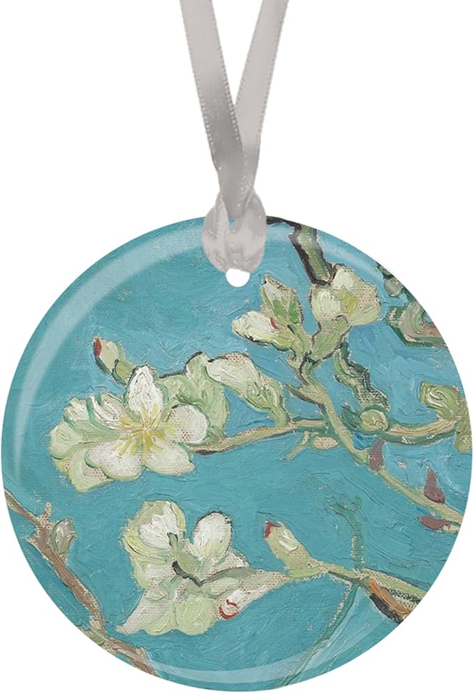 Christmas Tree Ornament, Porcelain Van Gogh Almond Blossom fine Art Keepsake Ornament by RainCaper