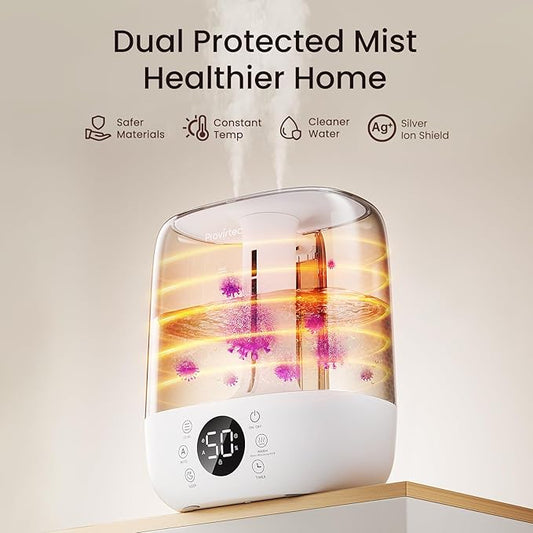 6L Self-Cleaning Humidifier for Large Room, CleanCare Warm & Cool Mist, No-Leak Design & Top Fill, 60 Hour Runtime, Quiet Ultrasonic Auto Mode with Remote Control for Bedroom & Home