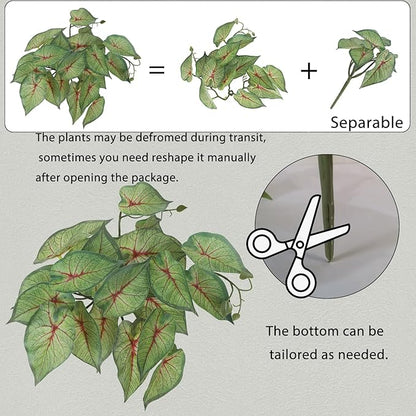 IBWell Fake Reptile Plants for Reptile Terrarium Plants, Reptile Plant Décor, Turtle Tank Plants with Suction Cup