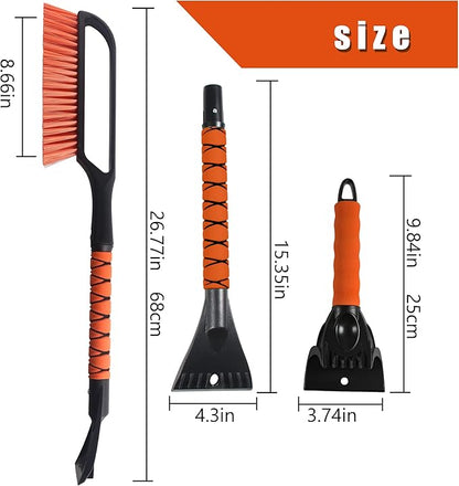 27" Snow Brush & Ice Scraper for Car Windshield, Detachable Snow Scrapers with Foam Grip for Cars, Trucks, SUVs