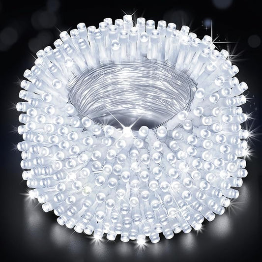 Heceltt Christmas Lights Outdoor, 403FT 1000 LED String Lights 8 Modes and Timer Memory Function Twinkle Fairy Lights IP44 Waterproof Plug in for Xmas Tree Wedding Party Holiday Decor(White)