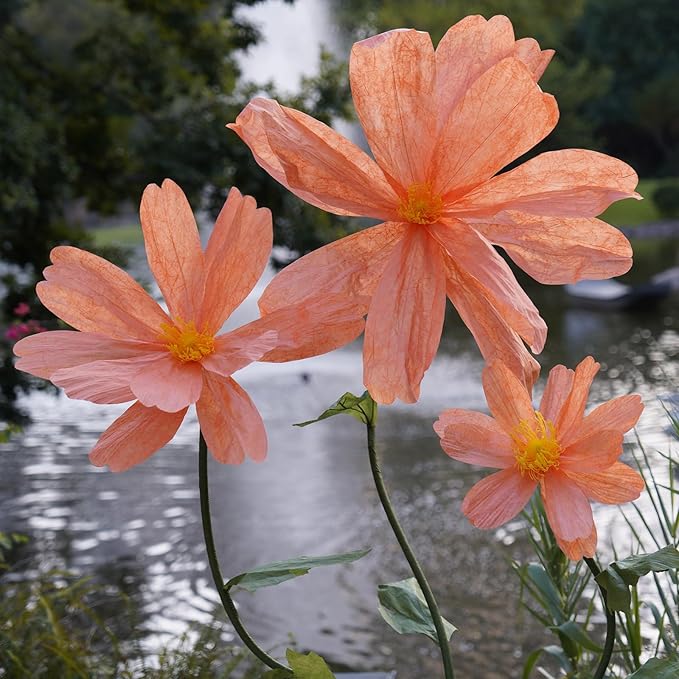 Artificial Giant Flowers for Decoration,Large Paper Daisies Flowers with Stems and Stands Base,Big Flower Decor for Wedding Birthday Party Garden, Party Banquet Background Decor (Orange)