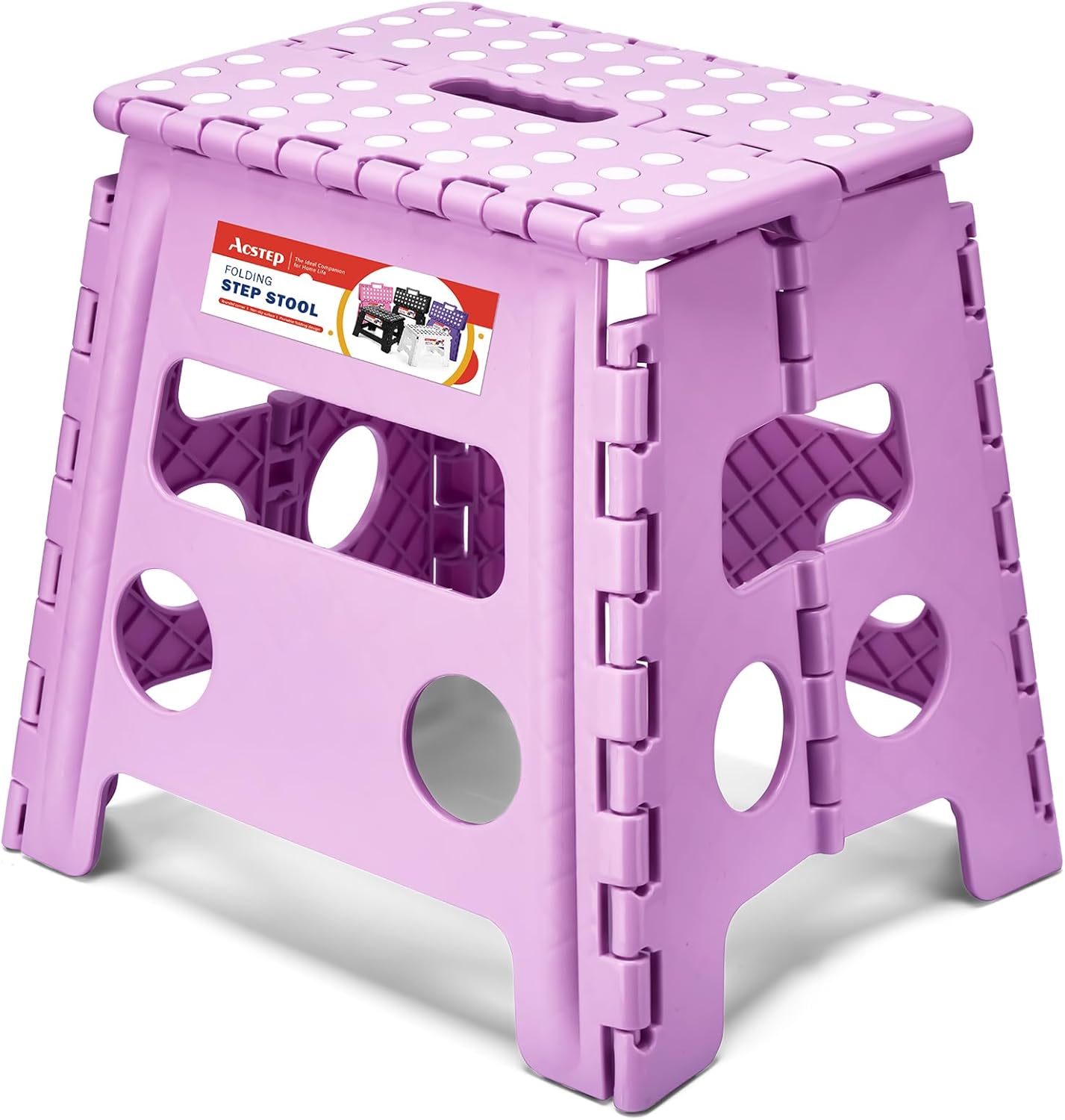 ACSTEP 13 Inch Folding Step Stool,Foldable Step Stools for Kids and Adults 300 LB Capacity, 300 LB Capacit Suitable for Kitchen Fishing (Light Purple)