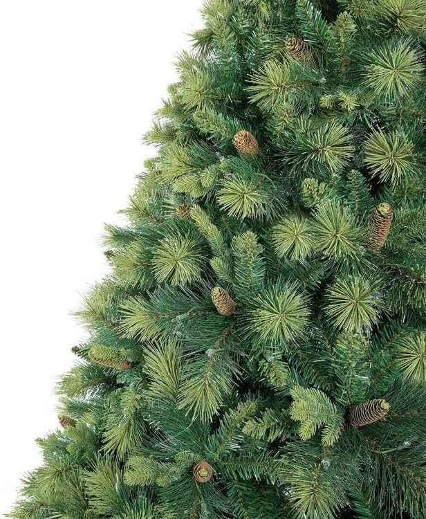 Naomi Home 9ft Christmas Tree with Lights Realistic Traditional Christmas Tree Prelit with Pine Cones Foot Pedal 2294 Branch Tips 1050 Warm Lights and Metal Stand Aritificial