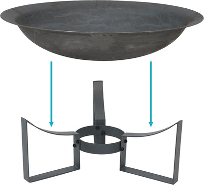 Sunnydaze 24-Inch Cast Iron Modern Fire Pit Bowl with Stand - Lightweight and Portable Design
