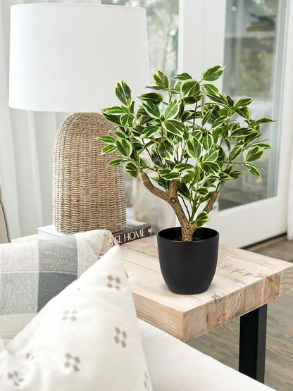 Small Fake Plant Artificial Bonsai Tree 17" Faux Plants Indoor Realistic Fake Potted Plants Small Fake Tree Decor with Pot for Home Table Office Desk Bathroom Bedroom Living Room Farmhouse Decoration