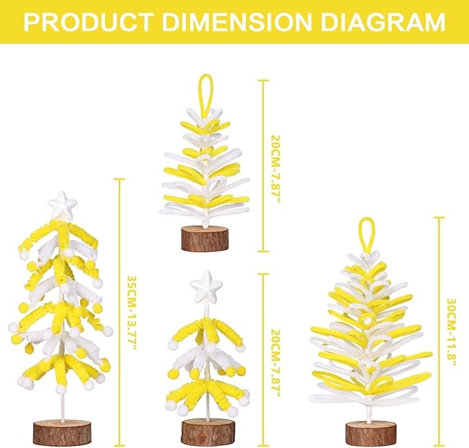 Super Holiday 4PCS Small Christmas Tree, Artificial Mini Tabletop Tree Christmas Decorations, for Wedding Holiday Indoor Xmas Party Decor - Gold/White