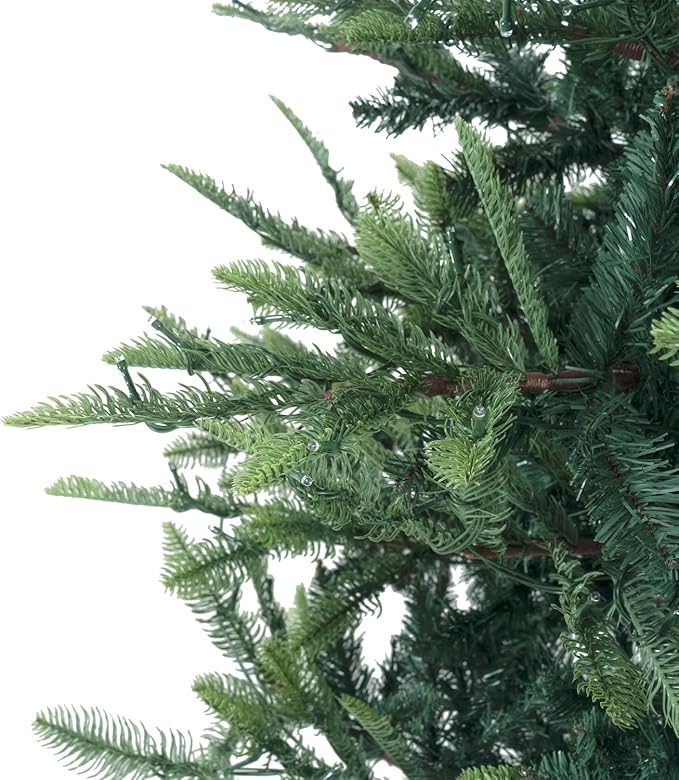 Naomi Home 9ft Nordic Christmas Tree with Lights, Realistic Charming Christmas Tree Prelit with 2106 Branch Tips, 1100 Warm Lights and Metal Stand, Aritificial Xmas Tree