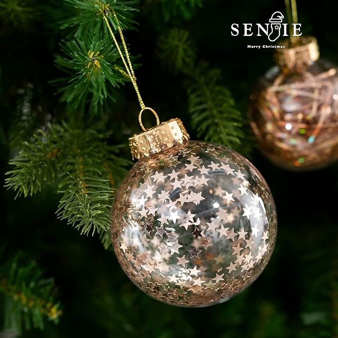 Christmas Ornaments Ball Set-Shatterproof Clear Plastic Decorative Baubles for Xmas Tree House Holiday Wedding Party Decoration,20pcs Champagne