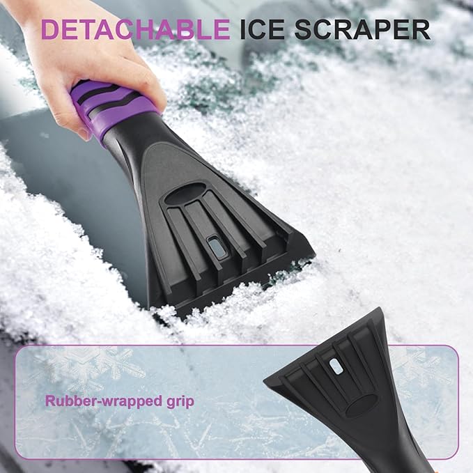 COMOWARE Snow Brush, Extendable Ice Scrapers for Car Windshield with 270° Pivoting Head, Lightweight Aluminum Body Snow Removal Tool with Ergonomic Foam Grip, Snow Scraper for Car Truck SUV