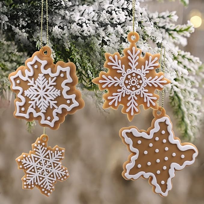 Christmas Tree Ornaments Set - 20pcs Snowflake Decorations, Hanging Xmas Baubles for Home Party Holiday Decor