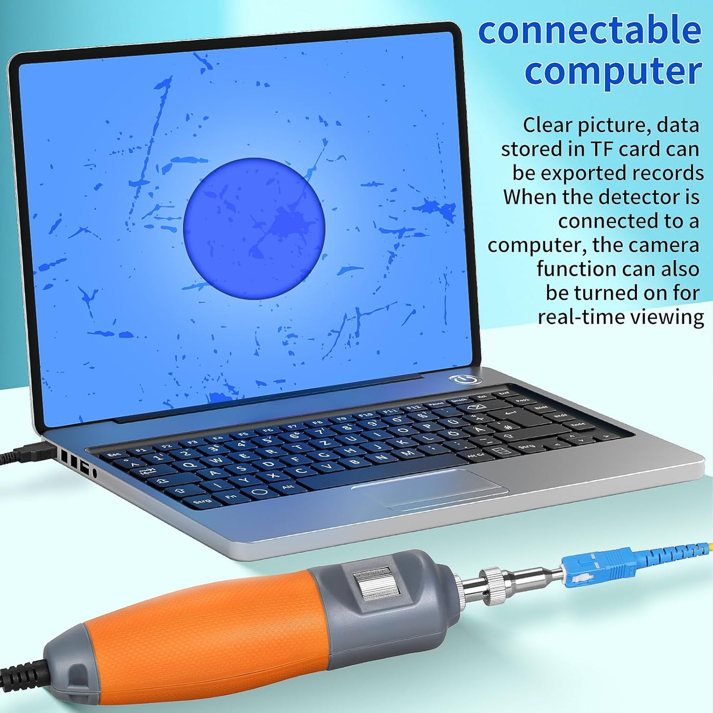 Orange A-600 Handheld 400x Fiber Optic end face Detector Magnifier Fiber Optic Microscope 5-inch high-Definition Touch Screen for SC/FC/ST/LC UPC Male/Female Head Interface Fiber Inspector (A-600U)