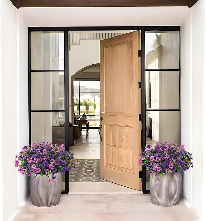 Artificial Flowers for Outdoors, 12 Bundles Multicolor Faux Silk Flower Spring Summer Decoration, Artificial Plants Fake Outdoor Flowers UV Resistant No Fade for Home Planter Porch Patio Yard Decor