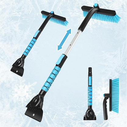 Yougfin 2 in 1 Extendable Snow Brush with Ice Scraper for Car Windshield, 33 Inch Car Window Scraper & Foam Snow Removal Brush for SUV, Heavy Duty Snow Cleaner for Truck Van, 360° Pivoting Head