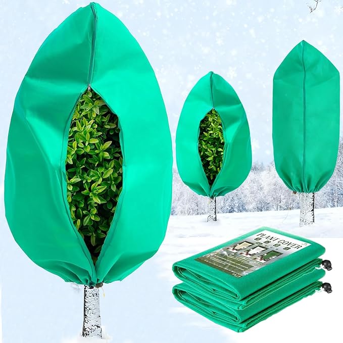 Plant Covers Freeze Protection 2 Packs 39.4ft x 47ft Winter Frost Covers for Outdoor Plants with Drawstring, Reusable Frost Cloth Plant Protection for Shrubs Trees and Potted Plants