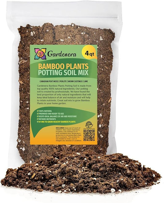 GARDENERA Premium Bamboo Potting Soil Mix - (4 Quart Bag)