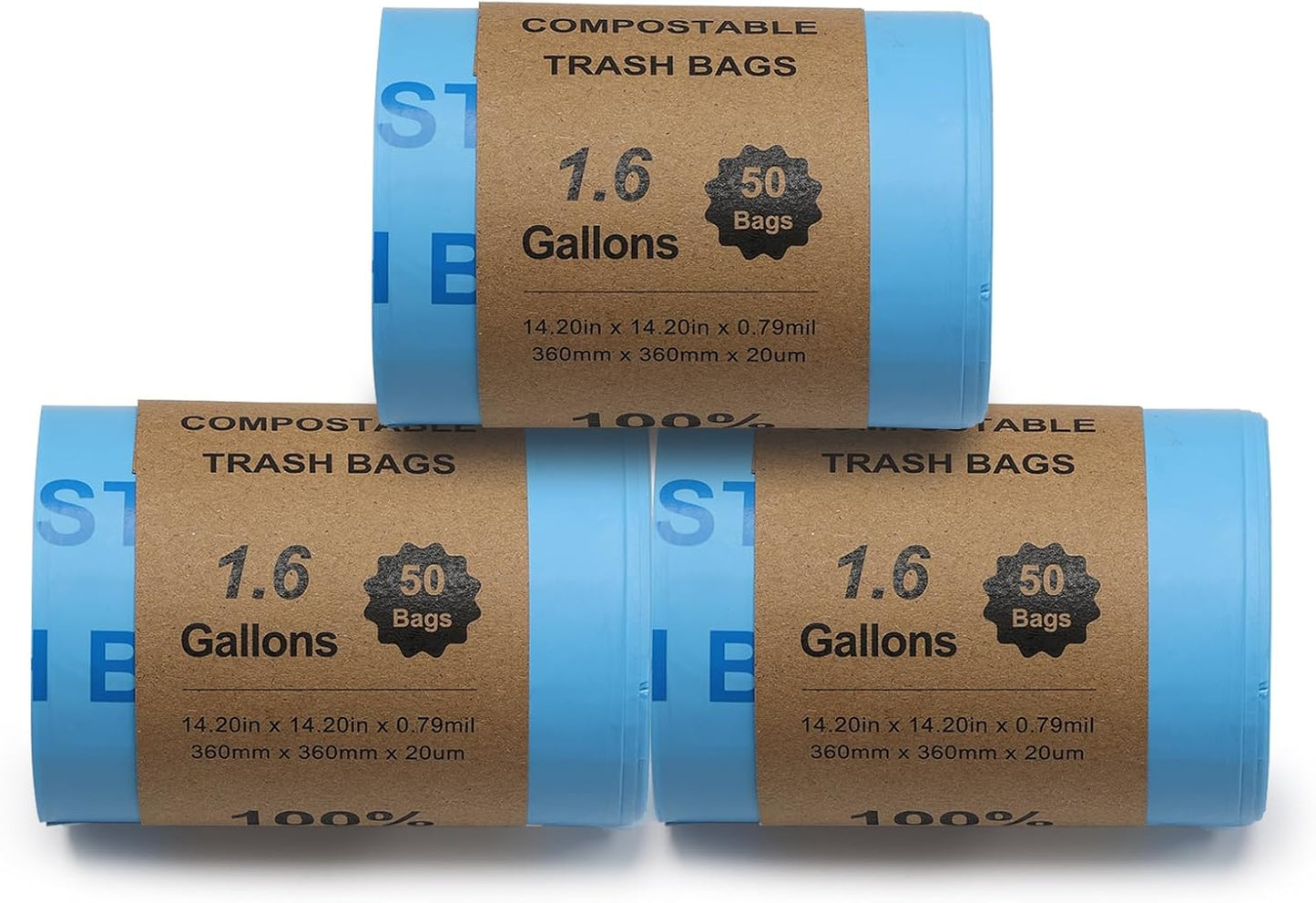 Airthereal Compostable Trash Bags, Kitchen Food Scrap Waste Compostable Trash Bags for R500 Revive Electric Kitchen Composter, OK Compost Home and TUV Certified (1.6 Gallon, 150 Count, Blue)