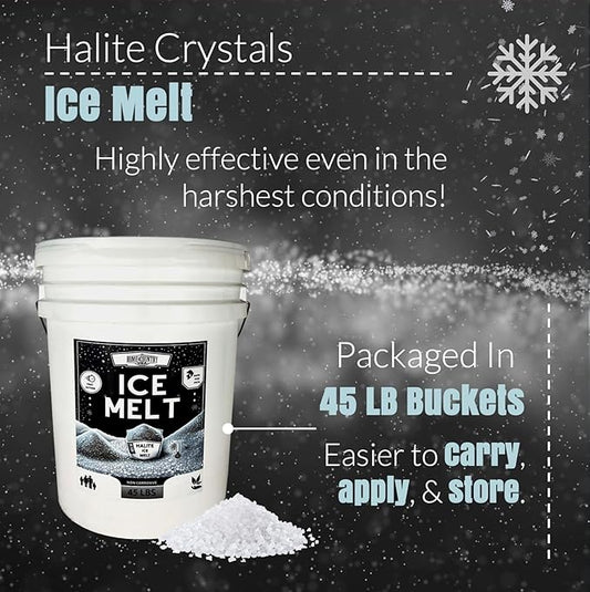 Halite Crystals Ice Melt Effective to -25°F, Eco-Friendly De-Icer, Optimal Granule Size for Quick Melting, Ideal for Driveways, Walkways, and Entryways (8, Pounds)