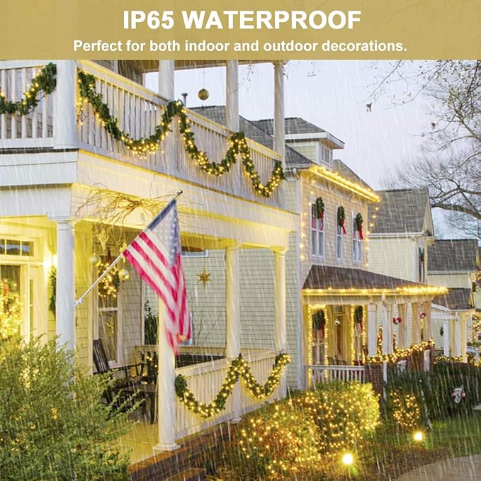 Decute 800LED 272ft Christmas String Lights UL Certified 8 Modes, Waterproof Outdoor Indoor Twinkle Starry Light for Christmas Tree Patio Garden Party Decor Warm White