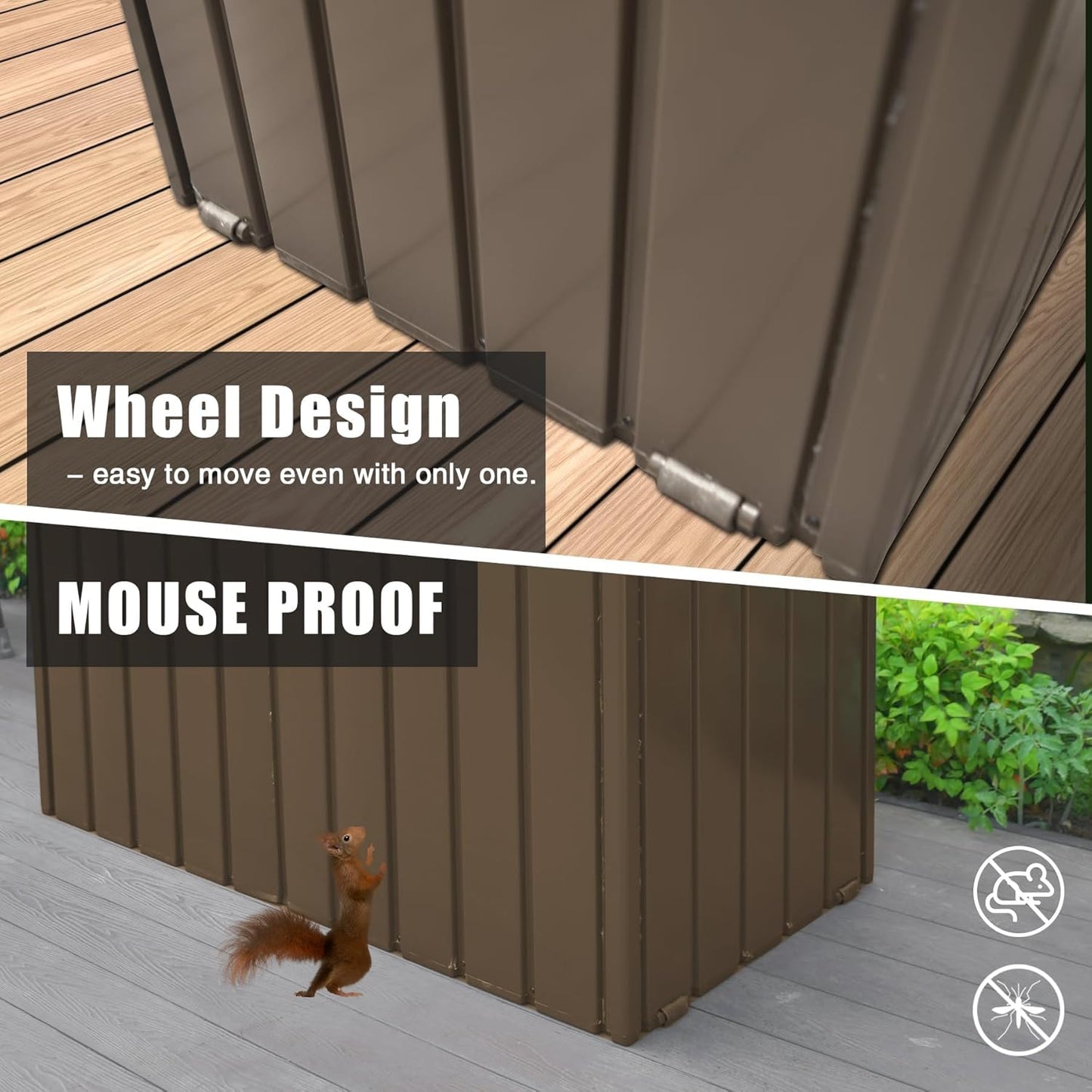 Domi Deck Box 200 Gallon, Waterproof Lockable Steel Outdoor Storage Container for Outside Cushions, Garden Tools and Pools Equipment