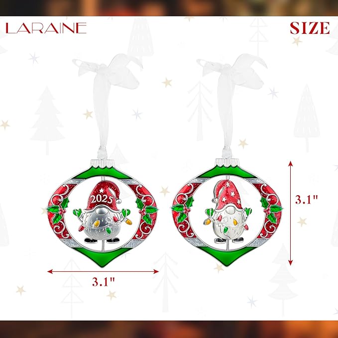 Laraine Christmas Tree Ornaments – 2025 Decorative Rotation Hanging Pendant of Car Charm Holiday Keepsake Gift Home Decor (Gnome (2025))
