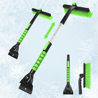 Yougfin Snow Brush with Ice Scraper 33 inch, 2 in 1 Extendable Snow Removal for Cars with Foam Grip and 360° Pivoting Brush Head, Heavy Duty Snow Cleaner for Auto Truck SUV
