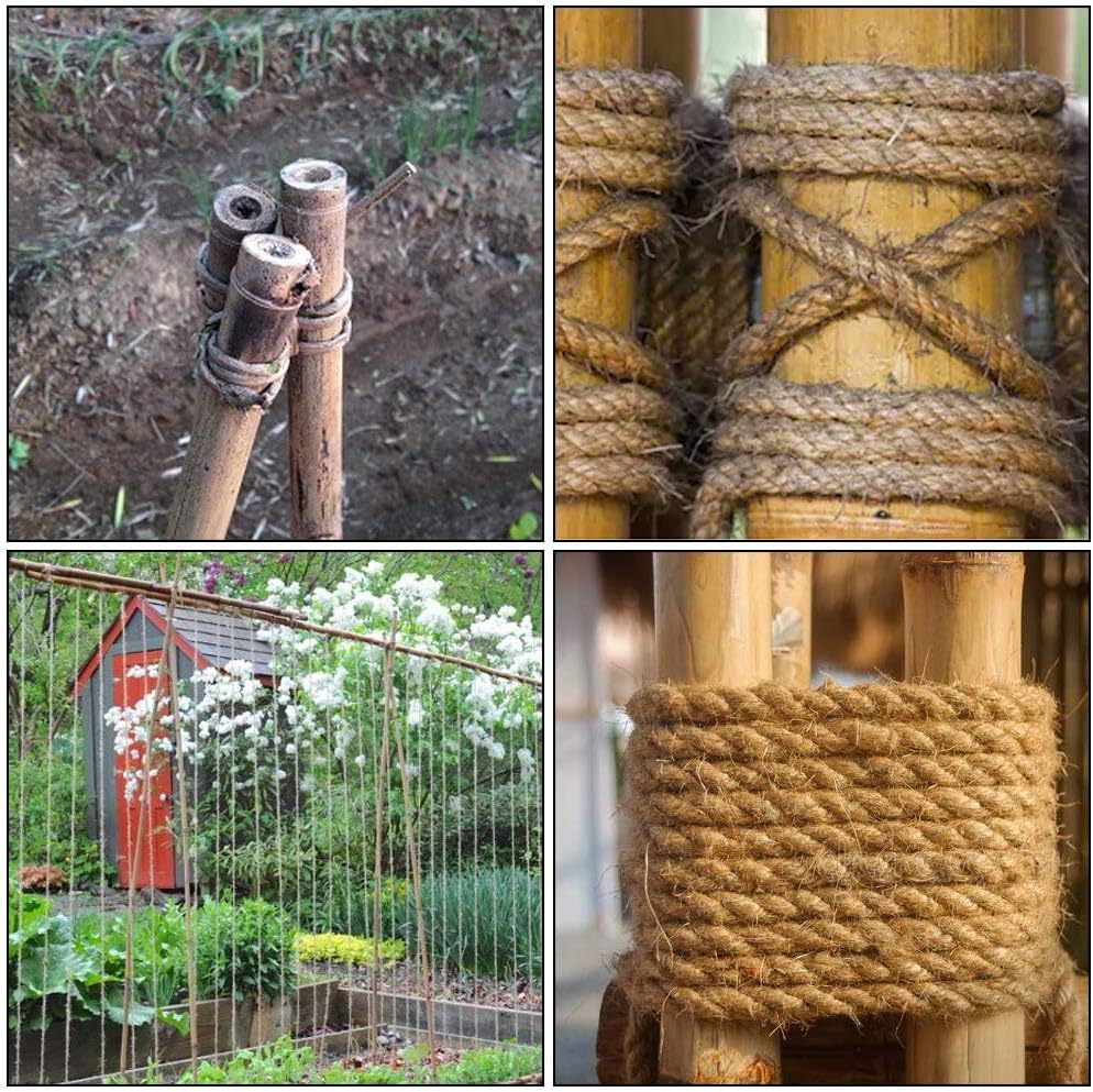 Leecogo 6mm Jute Rope, 66 Feet 4 Ply Heavy Duty and Thick Twine Rope for Gardening, Crafting, Packing, Bundling and Home Decor