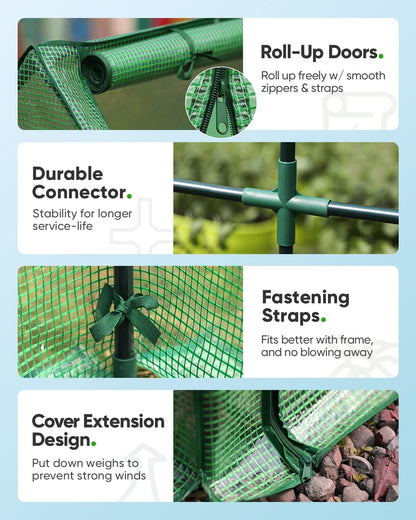 Quictent Portable Mini Cloche Greenhouse w/ Elevated Bottom, Large U-Shaped Zipper Mesh Door & 2 Side Screen Window Waterproof UV-Resistant Hot House for Indoor Outdoor, 95" x 36" x 36" (Green)