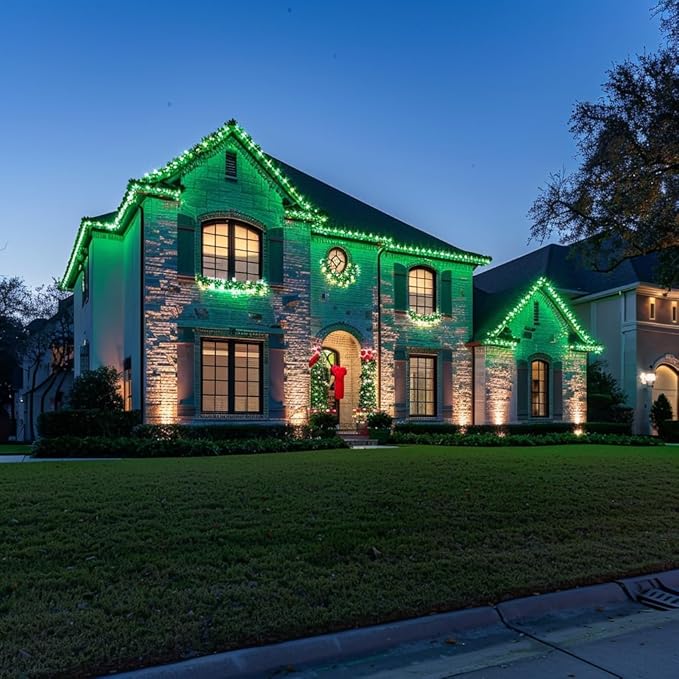 TW SHINE C6 Christmas String Lights, 200 LED 66 FT Outdoor with 8 Modes Timer, Waterproof Connectable for Indoor Yard Xmas Tree House Decorations (Green)