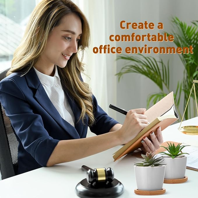 Hsei 24 Pack 2.5 Inch Mini Succulent Plant Pots Small Ceramic Flower Pot with Bamboo Tray Garden Cactus Herb Container, Home Office Decoration for Christmas Birthday Wedding Favor Gifts (White)