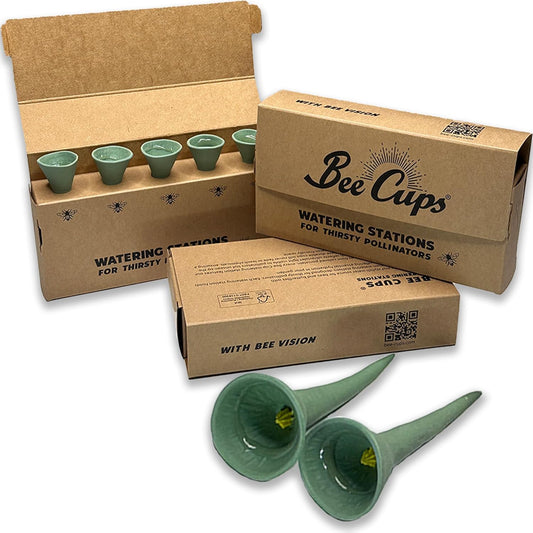 5 Pack, Bee Watering Station, 100% Handmade Porcelain, Bee and Butterfly Feeder for Garden, Outdoor Feeders for Thirsty Pollinators, Plastic Free, Pollinator Attracting Glaze (5, Cactus)