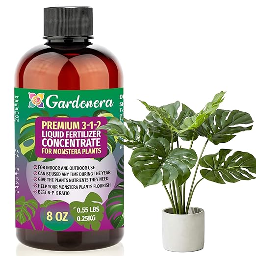 Premium Liquid Monstera Plant Fertilizer - 3-1-2 Concentrate for Indoor Plants and Flowers by Gardenera | Organic Plant Food for Monstera - 8oz