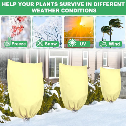 2 Pack Plant Covers for Winter Trees Covers Freeze Protection, 39.3" x 39.3" Frost Covers for Outdoor Plants with Drawstring, Shrub Covers for Winter, Rose Bush Covers for Winter