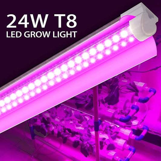 8 Pack LED Grow Light 2FT, Upgrade 192W(8×24W) High Intensity Full Spectrum Indoor Grow Lights with High PPFD Value, T8 Grow Lights for Indoor Plants, Seed Starting, Succulent, Vegetables